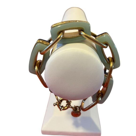 Gorgeous J. Crew Blue, Green, Rhinestone & Matte Gold Toned Statement Br… - Picture 4 of 6